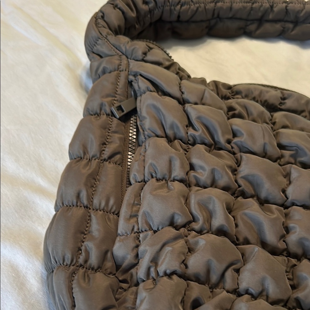 Brown Ruched Hobo Bag with Crescent Shape - Picture 2 of 2